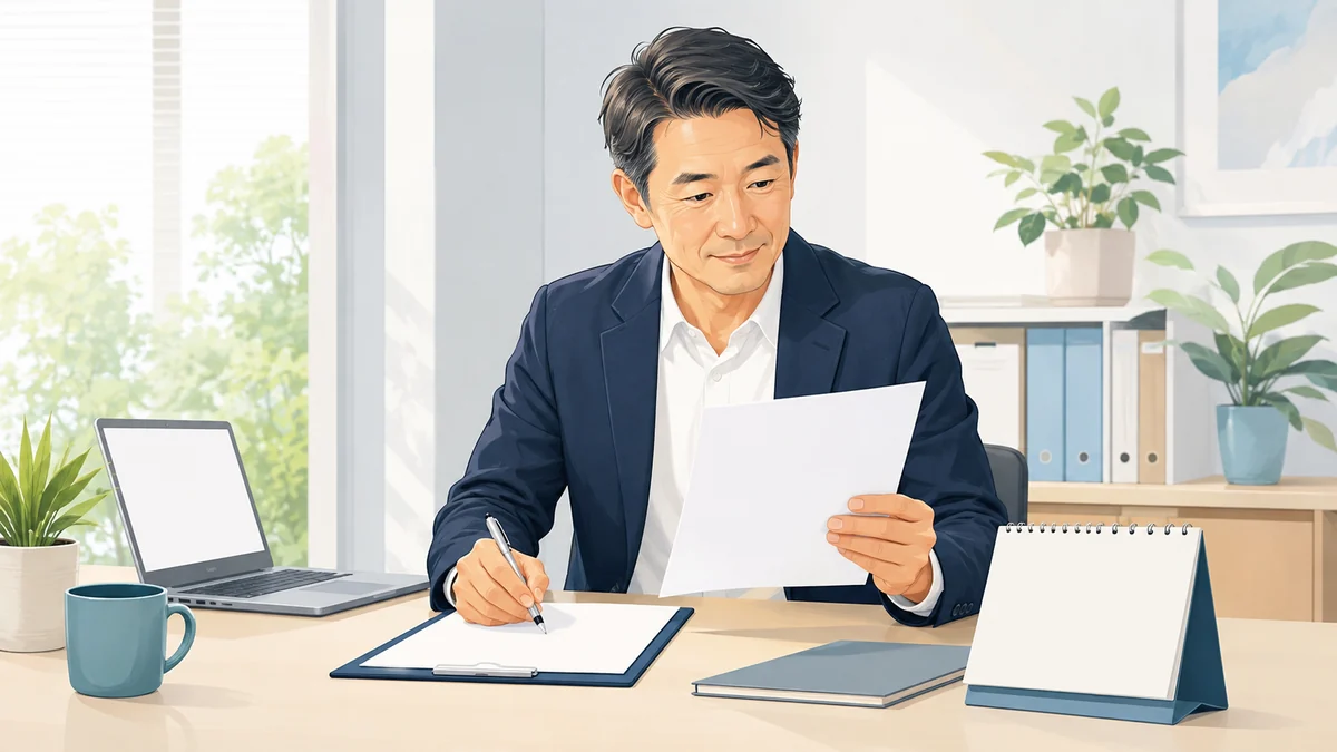 第16次公募の資料と申請日程を確認する中小企業経営者