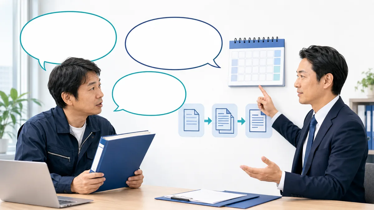就業規則の見直しについて社労士へ質問する経営者