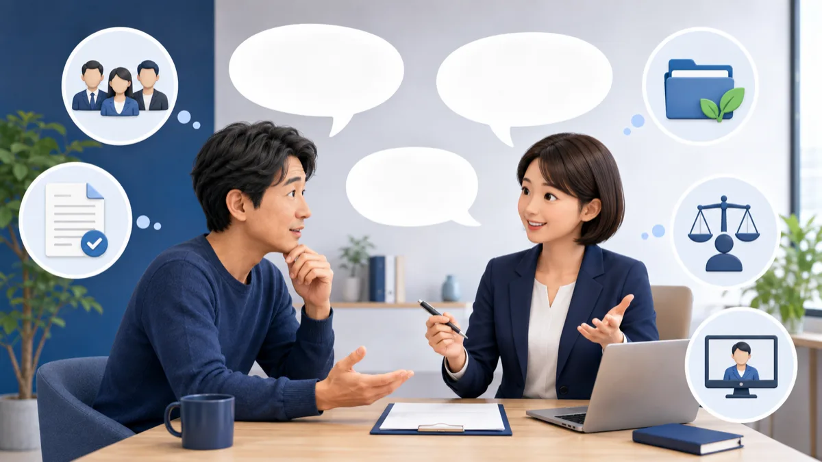 社労士の顧問契約について質問する中小企業経営者